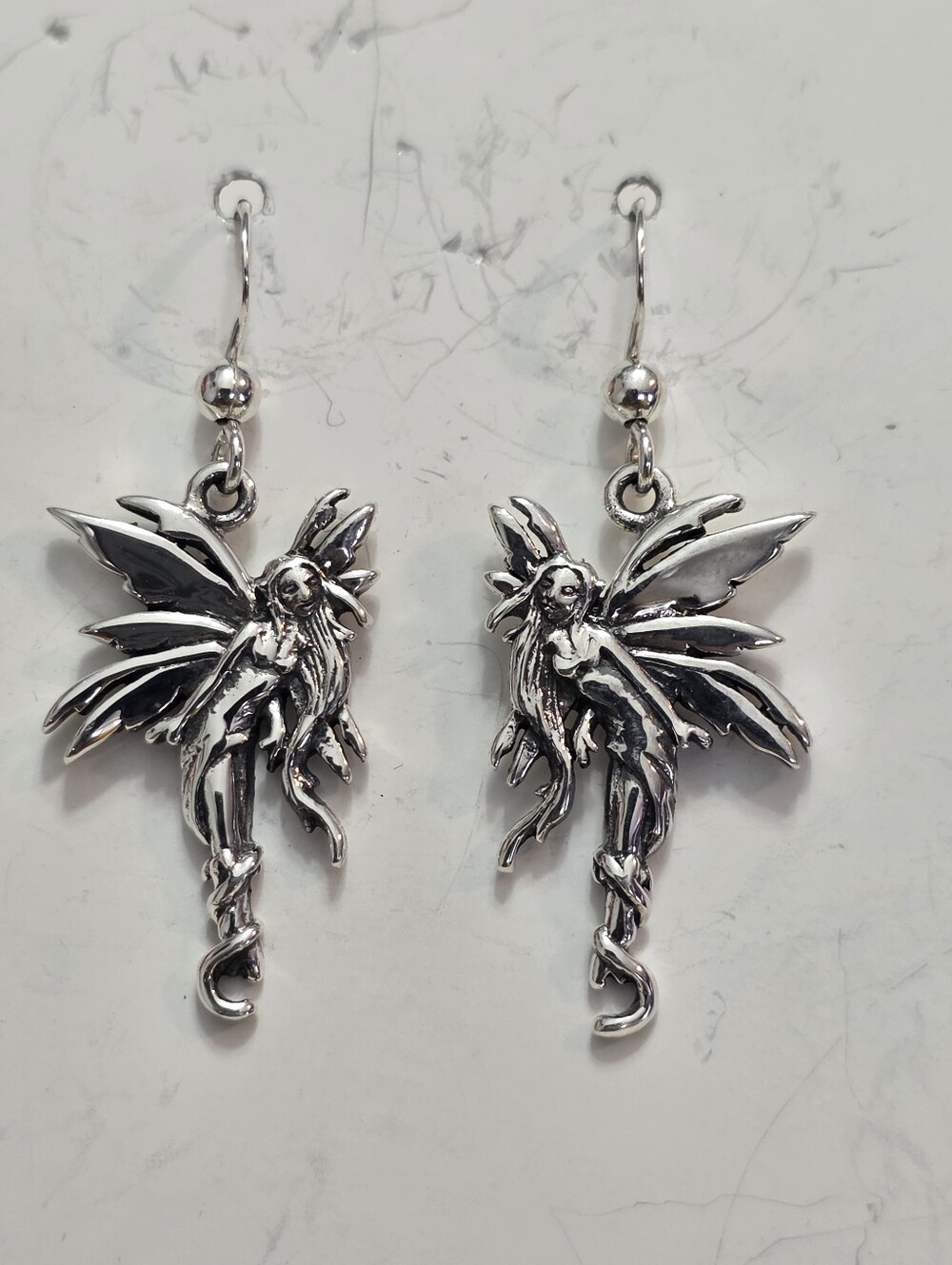 Amy Brown Silver Fairy Dangle Earrings - Women Jewelry